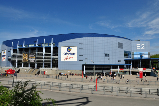 Color Line Arena wird zur O2 World Hamburg - aber noch ziert das Color Line Logo die Arena.