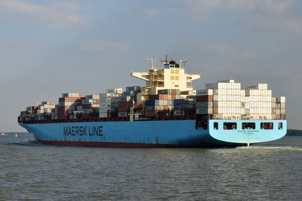 Das 334 m lange Containerschiff "Maersk Savannah"