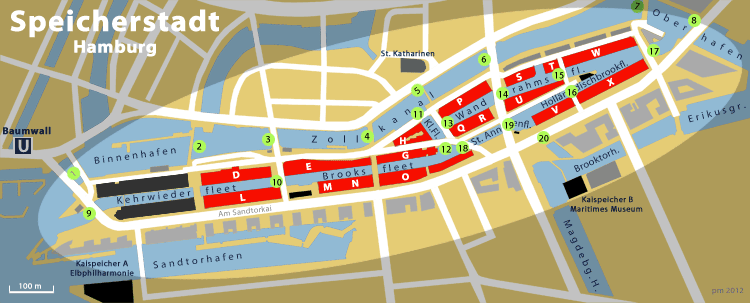 Infografik Lageplan Speicherstadt Hamburg (c) wolkenmond.de