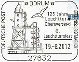 Sonderstempel vom 19.8.2012 Dorum 125 Jahre Leuchtturm Obereversand