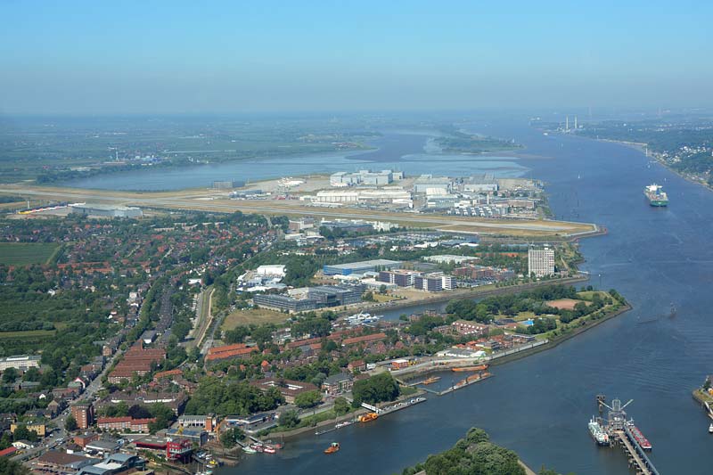 Luftbilder Hamburg Blick auf Finkenwerder mit dem Airbus-Gelände
