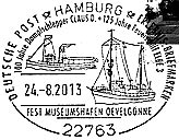 Sonderstempel vom 24.8.2013 Hamburg Fest Museumshafen Oevelgönne