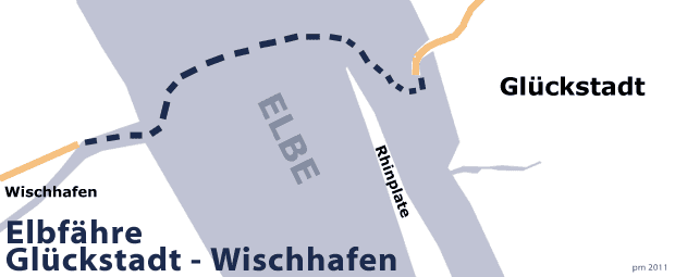 Linienführung der Elbefähre Glückstadt - Wischhafen