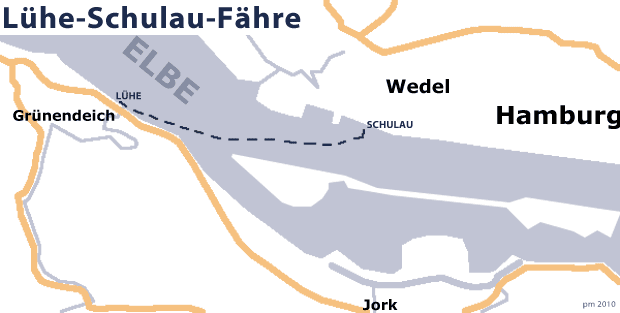 Linienführung der Lühe - Schulau Fähre