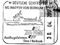 Stempel Deutsche Schiffspost MS "WAPPEN VON BORKUM"